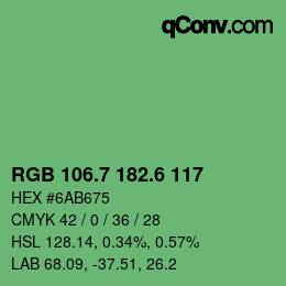 カラーコード: RGB 106.7 182.6 117 | qconv.com