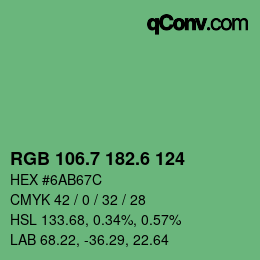 カラーコード: RGB 106.7 182.6 124 | qconv.com