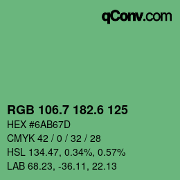 カラーコード: RGB 106.7 182.6 125 | qconv.com