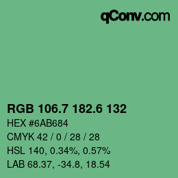 カラーコード: RGB 106.7 182.6 132 | qconv.com