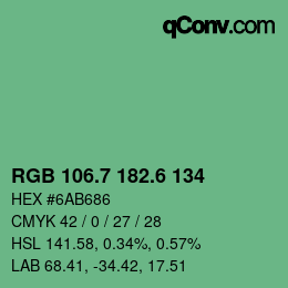 カラーコード: RGB 106.7 182.6 134 | qconv.com