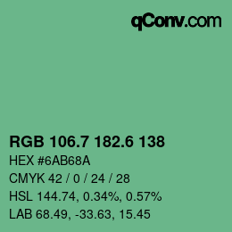 カラーコード: RGB 106.7 182.6 138 | qconv.com