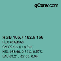 カラーコード: RGB 106.7 182.6 168 | qconv.com