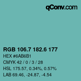 カラーコード: RGB 106.7 182.6 177 | qconv.com