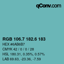 カラーコード: RGB 106.7 182.6 183 | qconv.com