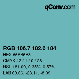 カラーコード: RGB 106.7 182.6 184 | qconv.com