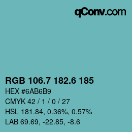 カラーコード: RGB 106.7 182.6 185 | qconv.com