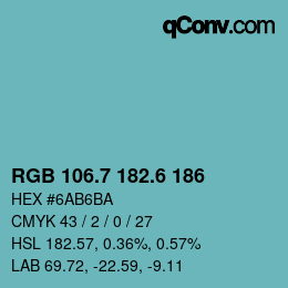 カラーコード: RGB 106.7 182.6 186 | qconv.com