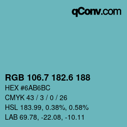 カラーコード: RGB 106.7 182.6 188 | qconv.com