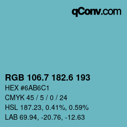 カラーコード: RGB 106.7 182.6 193 | qconv.com
