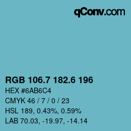 カラーコード: RGB 106.7 182.6 196 | qconv.com