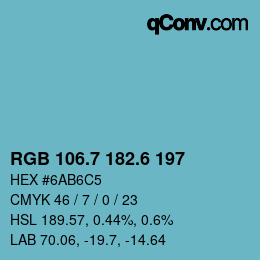 カラーコード: RGB 106.7 182.6 197 | qconv.com