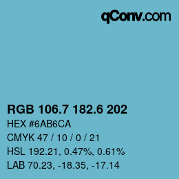 カラーコード: RGB 106.7 182.6 202 | qconv.com