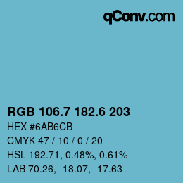 カラーコード: RGB 106.7 182.6 203 | qconv.com