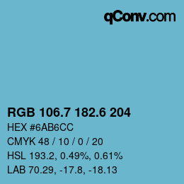 カラーコード: RGB 106.7 182.6 204 | qconv.com