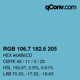 カラーコード: RGB 106.7 182.6 205 | qconv.com