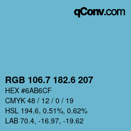 カラーコード: RGB 106.7 182.6 207 | qconv.com