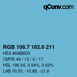 カラーコード: RGB 106.7 182.6 211 | qconv.com