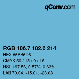 カラーコード: RGB 106.7 182.6 214 | qconv.com