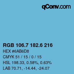 カラーコード: RGB 106.7 182.6 216 | qconv.com