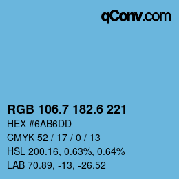 カラーコード: RGB 106.7 182.6 221 | qconv.com