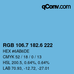カラーコード: RGB 106.7 182.6 222 | qconv.com