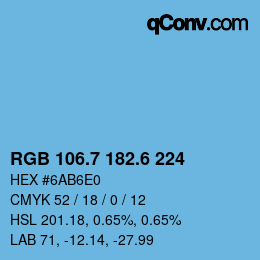 カラーコード: RGB 106.7 182.6 224 | qconv.com