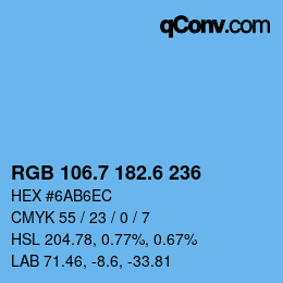 カラーコード: RGB 106.7 182.6 236 | qconv.com