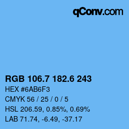 カラーコード: RGB 106.7 182.6 243 | qconv.com