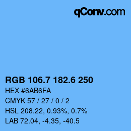 カラーコード: RGB 106.7 182.6 250 | qconv.com