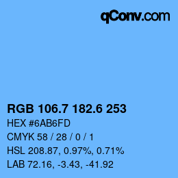 カラーコード: RGB 106.7 182.6 253 | qconv.com