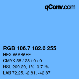 カラーコード: RGB 106.7 182.6 255 | qconv.com