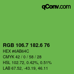 カラーコード: RGB 106.7 182.6 76 | qconv.com