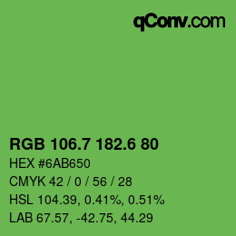 カラーコード: RGB 106.7 182.6 80 | qconv.com