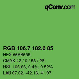 カラーコード: RGB 106.7 182.6 85 | qconv.com