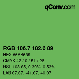 カラーコード: RGB 106.7 182.6 89 | qconv.com