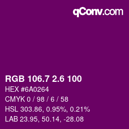 カラーコード: RGB 106.7 2.6 100 | qconv.com
