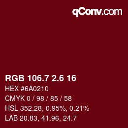 カラーコード: RGB 106.7 2.6 16 | qconv.com
