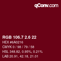 カラーコード: RGB 106.7 2.6 22 | qconv.com