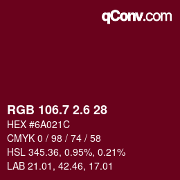 カラーコード: RGB 106.7 2.6 28 | qconv.com