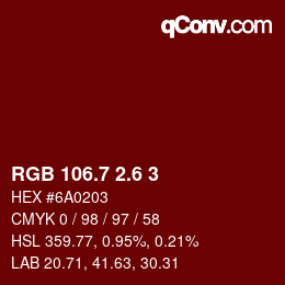 カラーコード: RGB 106.7 2.6 3 | qconv.com