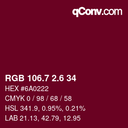 カラーコード: RGB 106.7 2.6 34 | qconv.com