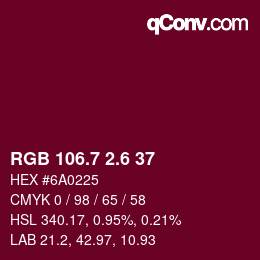カラーコード: RGB 106.7 2.6 37 | qconv.com