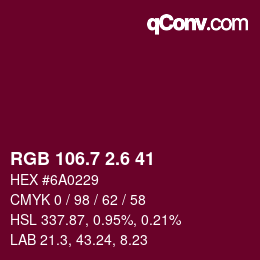 カラーコード: RGB 106.7 2.6 41 | qconv.com