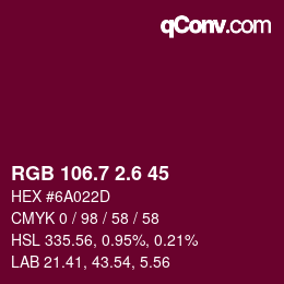 カラーコード: RGB 106.7 2.6 45 | qconv.com