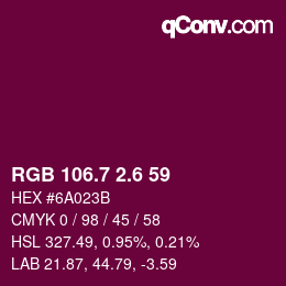 カラーコード: RGB 106.7 2.6 59 | qconv.com