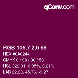 カラーコード: RGB 106.7 2.6 68 | qconv.com