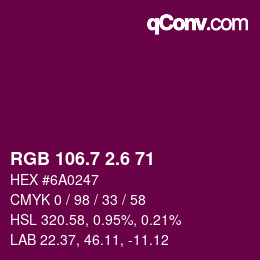 カラーコード: RGB 106.7 2.6 71 | qconv.com
