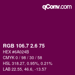 カラーコード: RGB 106.7 2.6 75 | qconv.com