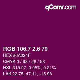 カラーコード: RGB 106.7 2.6 79 | qconv.com